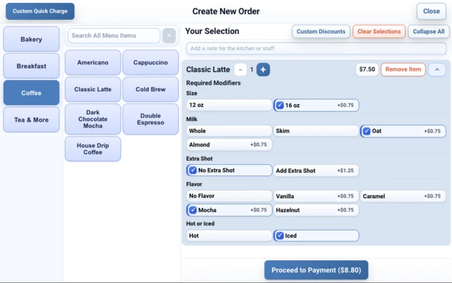 TABL coffee shop POS create order screen thumbnail